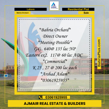 Residential Plot for Sale in Bahria Orchard, Lahore - (BP-182920)