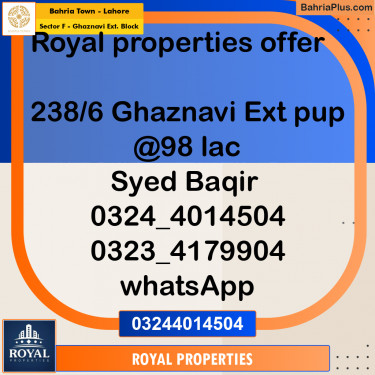 Residential Plot for Sale in Sector F - Ghaznavi Ext. Block -  Bahria Town, Lahore - (BP-182929)