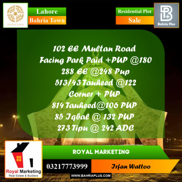 Residential Plot for Sale in Bahria Town, Lahore - (BP-182971)