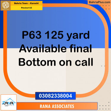 Residential Plot for Sale in Precinct 63 -  Bahria Town, Karachi - (BP-182980)