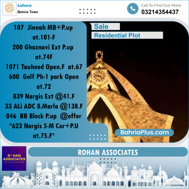 Residential Plot for Sale in Bahria Town, Lahore - (BP-183009)
