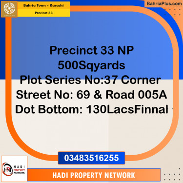 Residential Plot for Sale in Precinct 33 -  Bahria Town, Karachi - (BP-183049)