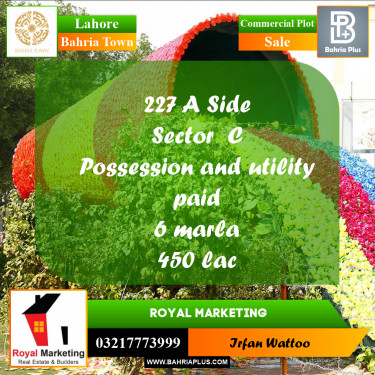 Commercial Plot for Sale in Bahria Town, Lahore - (BP-183069)