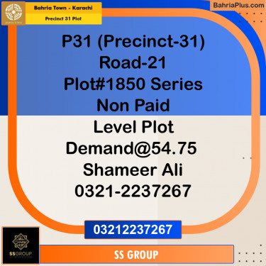 Residential Plot for Sale in Precinct 31 Plot -  Bahria Town, Karachi - (BP-183087)