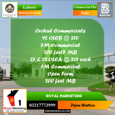 Commercial Plot for Sale in Bahria Orchard, Lahore - (BP-183129)