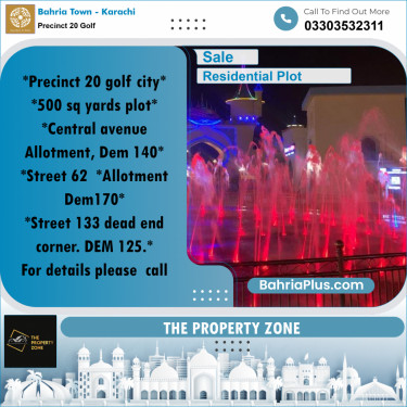 500 Sq. Yards Residential Plot for Sale in Precinct 20 Golf -  Bahria Town, Karachi - (BP-183162)