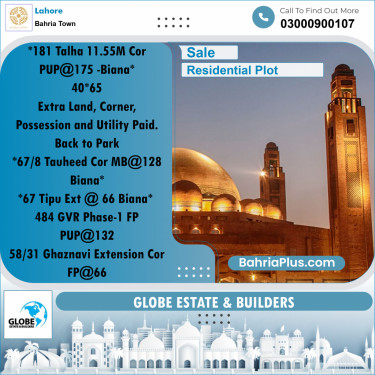 Residential Plot for Sale in Bahria Town, Lahore - (BP-183222)