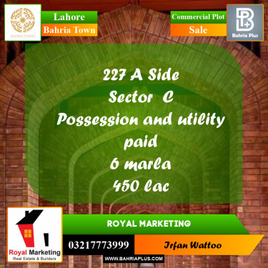 Commercial Plot for Sale in Bahria Town, Lahore - (BP-183235)