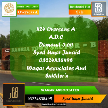 Residential Plot for Sale in Overseas A -  Bahria Town, Lahore - (BP-183252)