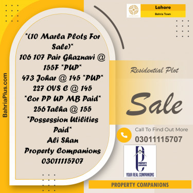 Residential Plot for Sale in Bahria Town, Lahore - (BP-183297)