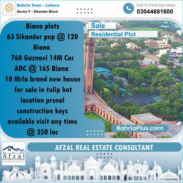 Residential Plot for Sale in Sector F - Sikander Block -  Bahria Town, Lahore - (BP-183327)