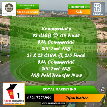 Commercial Plot for Sale in OLC B Commercial -  Bahria Orchard, Lahore - (BP-183346)