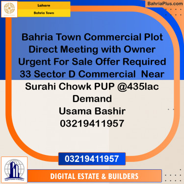 Commercial Plot for Sale in Bahria Town, Lahore - (BP-183527)