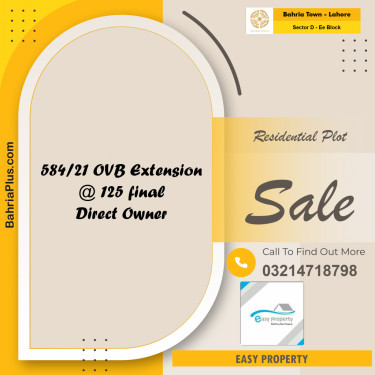 Residential Plot for Sale in Sector D - EE Block -  Bahria Town, Lahore - (BP-183620)