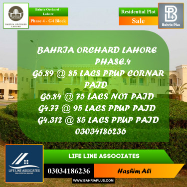 Residential Plot for Sale in Phase 4 - G4 Block -  Bahria Orchard, Lahore - (BP-183636)