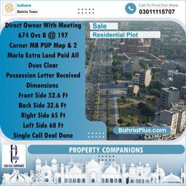 Residential Plot for Sale in Bahria Town, Lahore - (BP-183638)