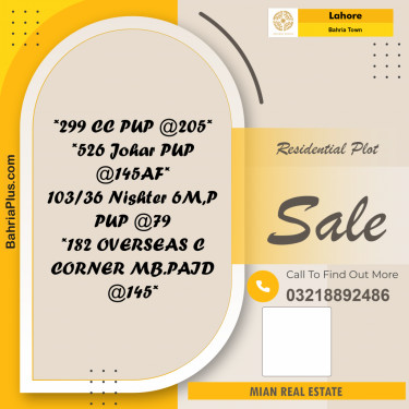 Residential Plot for Sale in Bahria Town, Lahore - (BP-183649)