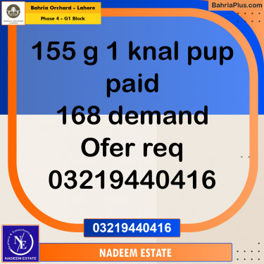 Residential Plot for Sale in Phase 4 - G1 Block -  Bahria Orchard, Lahore - (BP-183709)