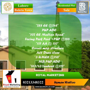 Residential Plot for Sale in Bahria Town, Lahore - (BP-183716)