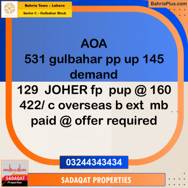 Residential Plot for Sale in Sector C - Gulbahar Block -  Bahria Town, Lahore - (BP-183739)