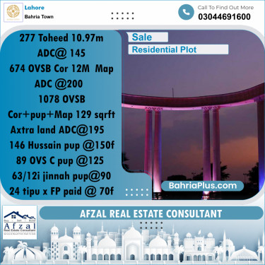 Residential Plot for Sale in Bahria Town, Lahore - (BP-183742)