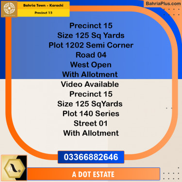 125 Sq. Yards Residential Plot for Sale in Precinct 15 -  Bahria Town, Karachi - (BP-183758)