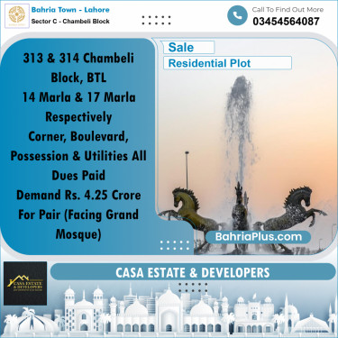 Residential Plot for Sale in Sector C - Chambeli Block -  Bahria Town, Lahore - (BP-183773)