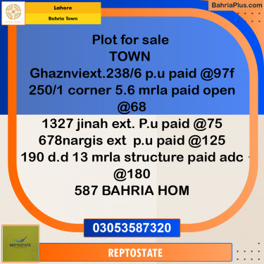 Residential Plot for Sale in Bahria Town, Lahore - (BP-183799)