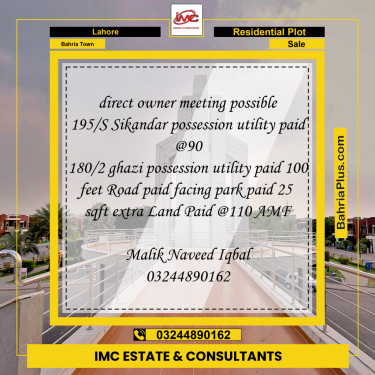 Residential Plot for Sale in Bahria Town, Lahore - (BP-183824)