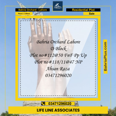 Residential Plot for Sale in Phase 2 - D Block -  Bahria Orchard, Lahore - (BP-183827)