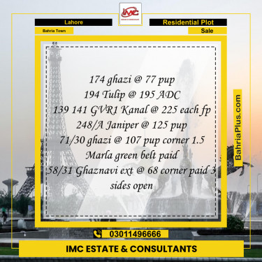 Residential Plot for Sale in Bahria Town, Lahore - (BP-183843)