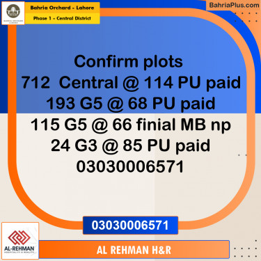 Residential Plot for Sale in Phase 1 - Central District -  Bahria Orchard, Lahore - (BP-183862)