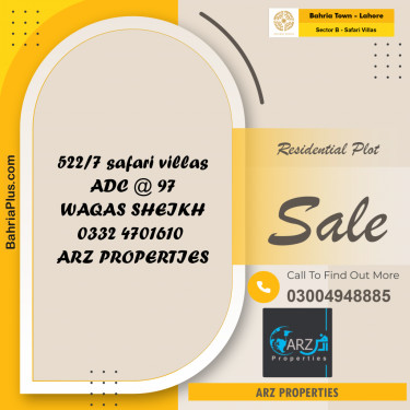 Residential Plot for Sale in Sector B - Safari Villas -  Bahria Town, Lahore - (BP-183867)