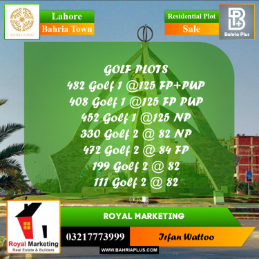 Residential Plot for Sale in Bahria Town, Lahore - (BP-183881)