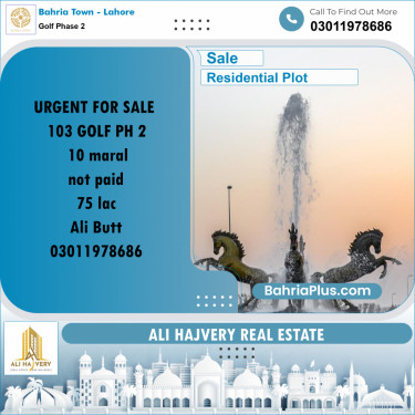 Residential Plot for Sale in Golf Phase 2 -  Bahria Town, Lahore - (BP-183905)