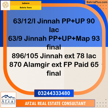 Residential Plot for Sale in Bahria Town, Lahore - (BP-183918)