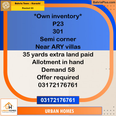 125 Sq. Yards Residential Plot for Sale in Precinct 23 -  Bahria Town, Karachi - (BP-183943)