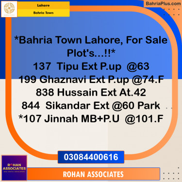 Residential Plot for Sale in Bahria Town, Lahore - (BP-183959)