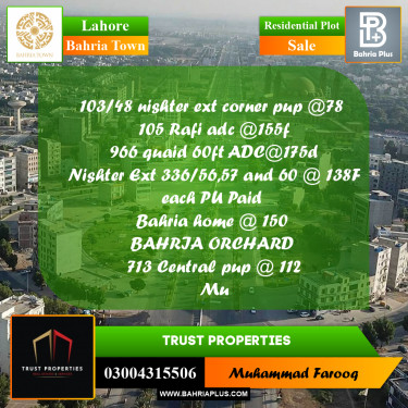 Residential Plot for Sale in Bahria Town, Lahore - (BP-183963)