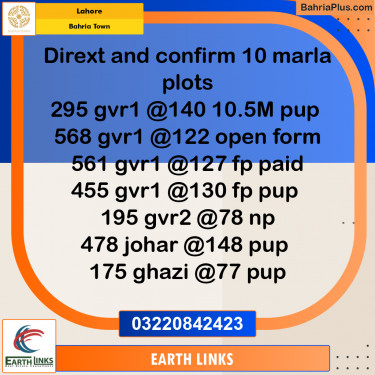 Residential Plot for Sale in Bahria Town, Lahore - (BP-184025)