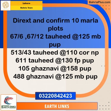 Residential Plot for Sale in Bahria Town, Lahore - (BP-184026)