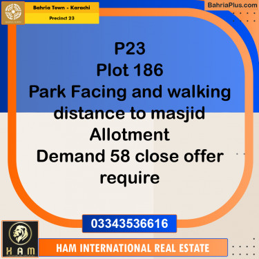 125 Sq. Yards Residential Plot for Sale in Precinct 23 -  Bahria Town, Karachi - (BP-184193)