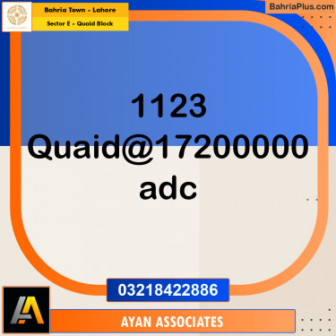 Residential Plot for Sale in Sector E - Quaid Block -  Bahria Town, Lahore - (BP-184257)