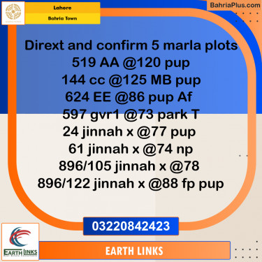 Residential Plot for Sale in Bahria Town, Lahore - (BP-184314)