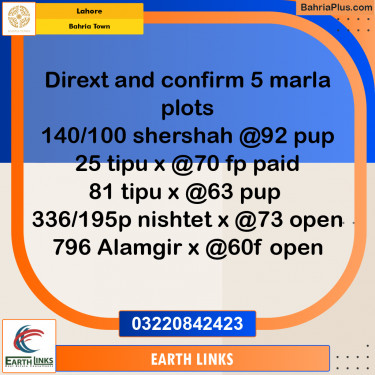 Residential Plot for Sale in Bahria Town, Lahore - (BP-184315)