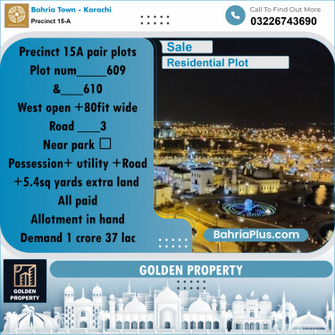 125 Sq. Yards Residential Plot for Sale in Precinct 15-A -  Bahria Town, Karachi - (BP-184319)
