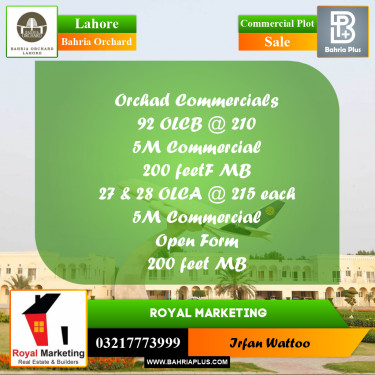 Commercial Plot for Sale in Bahria Orchard, Lahore - (BP-184339)