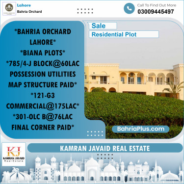 Residential Plot for Sale in Bahria Orchard, Lahore - (BP-184341)