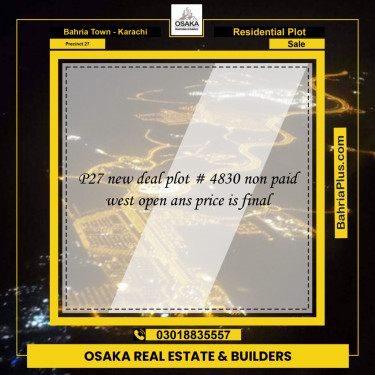 Residential Plot for Sale in Precinct 27 -  Bahria Town, Karachi - (BP-184344)