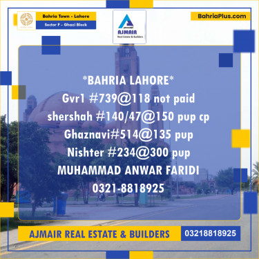 Residential Plot for Sale in Sector F - Ghazi Block -  Bahria Town, Lahore - (BP-184410)
